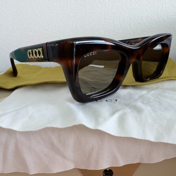 Gucci 2024 cat eye tortoiseshell brown sunglasses - Picture 9 of 10